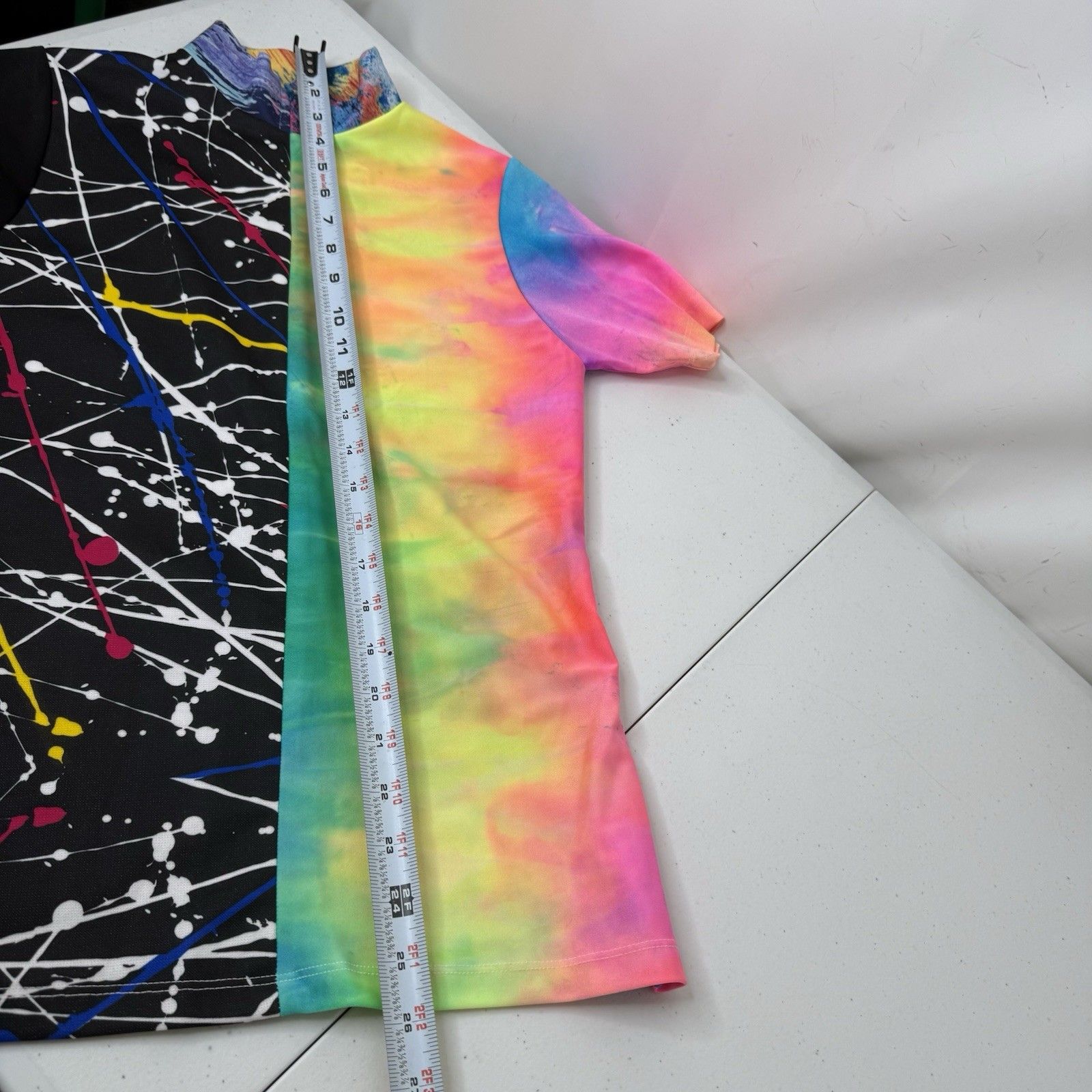 Conner Ives Reconstituted Bike Top M 1/4 Zip Rainbow Tie Dye Splatter Designer — image 7 of 8